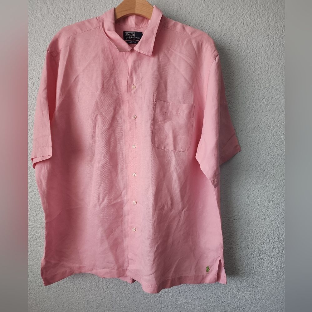 Ralph Lauren Polo Caldwell silk linen shirt button down short sleeve